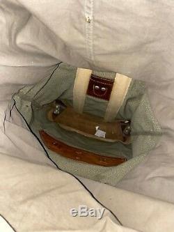 Vtg'60s SWISS ARMY Salt & Pepper Canvas Leather Backpack Military Rucksack Pack