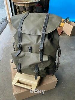 Vtg'80s SWISS ARMY Green Rubberized Waterproof Backpack Military Rucksack Pack