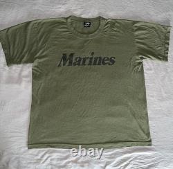 Vtg 90s Rothco Mens XL T-Shirt USA Made USMC Marines Army Green Military Surplus