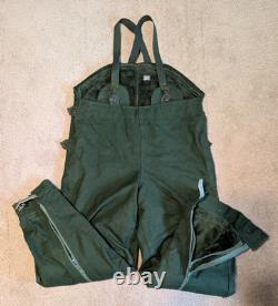 Vtg Bib Overalls Men Swedish Army Military Canvas Sherpa Lined Snow Pant C52 XL