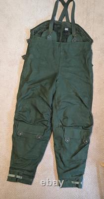 Vtg Bib Overalls Men Swedish Army Military Canvas Sherpa Lined Snow Pants C52