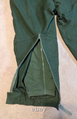 Vtg Bib Overalls Men Swedish Army Military Canvas Sherpa Lined Snow Pants C52