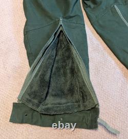 Vtg Bib Overalls Men Swedish Army Military Canvas Sherpa Lined Snow Pants C52