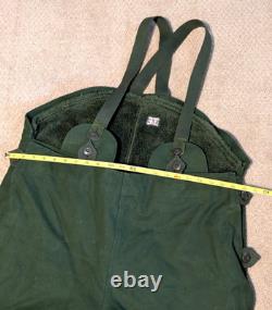 Vtg Bib Overalls Men Swedish Army Military Canvas Sherpa Lined Snow Pants C52