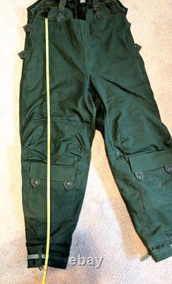 Vtg Bib Overalls Men Swedish Army Military Canvas Sherpa Lined Snow Pants C52