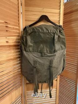 Vtg French Military Backpack Olive Green Canvas Rucksack Field Pack Army Camping