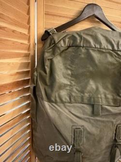Vtg French Military Backpack Olive Green Canvas Rucksack Field Pack Army Camping