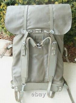 Vtg Large SWISS ARMY Military Rubberized Canvas Leather Backpack Rucksack