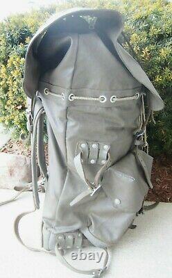 Vtg Large SWISS ARMY Military Rubberized Canvas Leather Backpack Rucksack