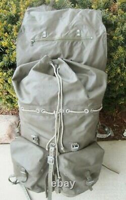 Vtg Large SWISS ARMY Military Rubberized Canvas Leather Backpack Rucksack