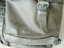 Vtg Large SWISS ARMY Military Rubberized Canvas Leather Backpack Rucksack