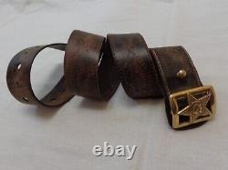 Vtg Leather Belt Soviet Red Army Russian General's Buckle Military Uniform USSR