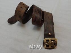 Vtg Leather Belt Soviet Red Army Russian General's Buckle Military Uniform USSR