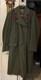 Vtg Swedish Red Lapel Gray Army Military Trench Coat, Wool N88m