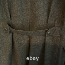 Vtg SWEDISH RED LAPEL GRAY ARMY MILITARY TRENCH COAT, WOOL N88M