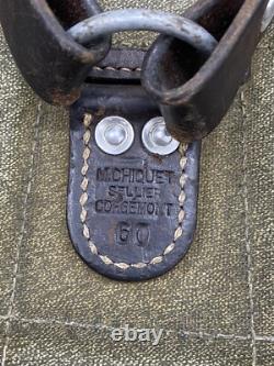 Vtg Swiss Army Military Backpack Rucksack Salt Pepper Canvas Leather 1960