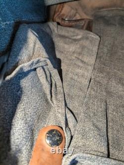 Vtg Swiss Army Military Backpack Rucksack Salt Pepper Canvas Leather 40s 50s