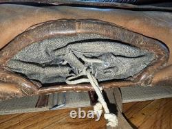 Vtg Swiss Army Military Backpack Rucksack Salt Pepper Canvas Leather 40s 50s