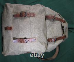 Vtg Swiss Army Military Backpack Rucksack Salt Pepper Canvas Leather Zürich