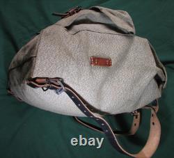 Vtg Swiss Army Military Backpack Rucksack Salt Pepper Canvas Leather Zürich