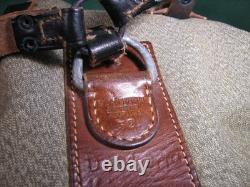 Vtg Swiss Army Military Backpack Rucksack Salt Pepper Canvas Leather Zürich