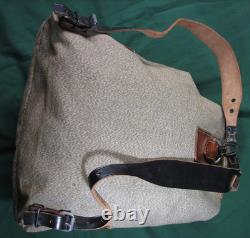 Vtg Swiss Army Military Backpack Rucksack Salt Pepper Canvas Leather Zürich