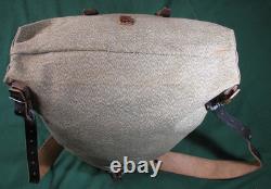 Vtg Swiss Army Military Backpack Rucksack Salt Pepper Canvas Leather Zürich