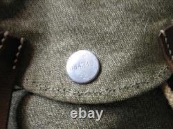 Vtg Swiss Army Military Backpack Rucksack Salt Pepper Canvas Leather Zürich