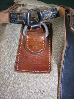 Vtg Swiss Army Military Backpack Rucksack Salt Pepper Canvas Leather Zürich