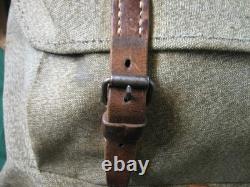 Vtg Swiss Army Military Backpack Rucksack Salt Pepper Canvas Leather Zürich