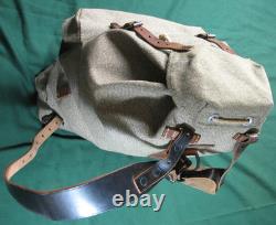 Vtg Swiss Army Military Backpack Rucksack Salt Pepper Canvas Leather Zürich Vtg Swiss Army Military Backpack Rucksack Salt Pepper Canvas Leather Zürich