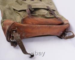 Vtg Swiss Army Military Backpack Rucksack Salt and Pepper Canvas & Leather