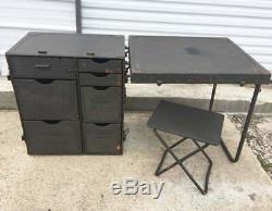 Vtg US Military Mobile Field Desk Army Surplus Storage Cabinet Table USGI Old