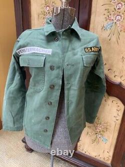Vtg Us Army Military Mens Lot 1950's Uniforms Clothing Pins Patches
