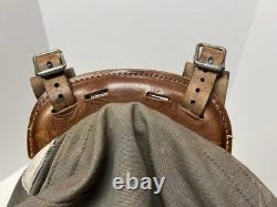 Vtg WWII Swedish Army Military Backpack Canvas Leather Frame Rucksack 3 Crown VG