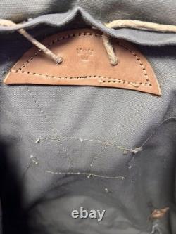 Vtg WWII Swedish Army Military Backpack Canvas Leather Frame Rucksack 3 Crown VG