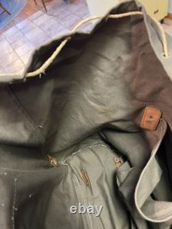 Vtg WWII Swedish Army Military Backpack Canvas Leather Frame Rucksack 3 Crown VG