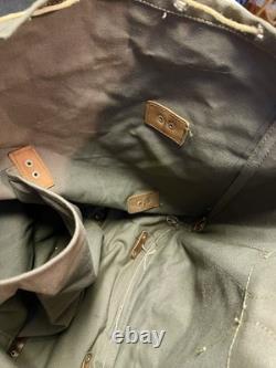 Vtg WWII Swedish Army Military Backpack Canvas Leather Frame Rucksack 3 Crown VG