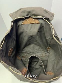 Vtg WWII Swedish Army Military Backpack Canvas Leather Frame Rucksack 3 Crown VG