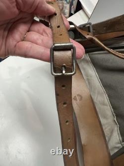 Vtg WWII Swedish Army Military Backpack Canvas Leather Frame Rucksack 3 Crown VG
