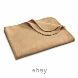 WOOL BLANKET Italian Army Military Surplus Fire Resistant Cover Tan Collectible