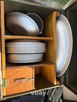 WW II ARMY OFFICER'S MESS KIT RARE Military w Enamelwear Plates Coffee Pot 1944