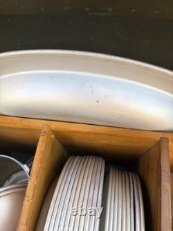 WW II ARMY OFFICER'S MESS KIT RARE Military w Enamelwear Plates Coffee Pot 1944