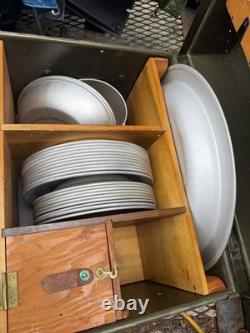 WW II ARMY OFFICER'S MESS KIT RARE Military w Enamelwear Plates Coffee Pot 1944