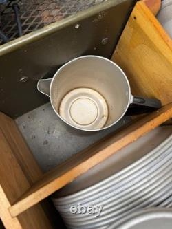 WW II ARMY OFFICER'S MESS KIT RARE Military w Enamelwear Plates Coffee Pot 1944