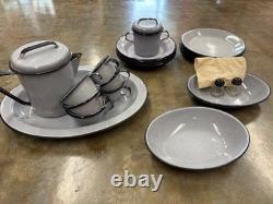 WW II ARMY OFFICER'S MESS KIT RARE Military w Enamelwear Plates Coffee Pot etc