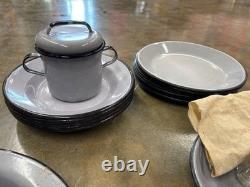 WW II ARMY OFFICER'S MESS KIT RARE Military w Enamelwear Plates Coffee Pot etc