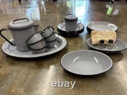 WW II ARMY OFFICER'S MESS KIT RARE Military w Enamelwear Plates Coffee Pot etc