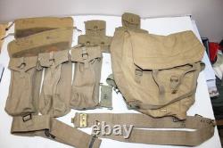 WW2 Era British Field Gear Army Military Canvas Backpack Belt Ammo Pouch Set A
