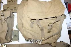 WW2 Era British Field Gear Army Military Canvas Backpack Belt Ammo Pouch Set A